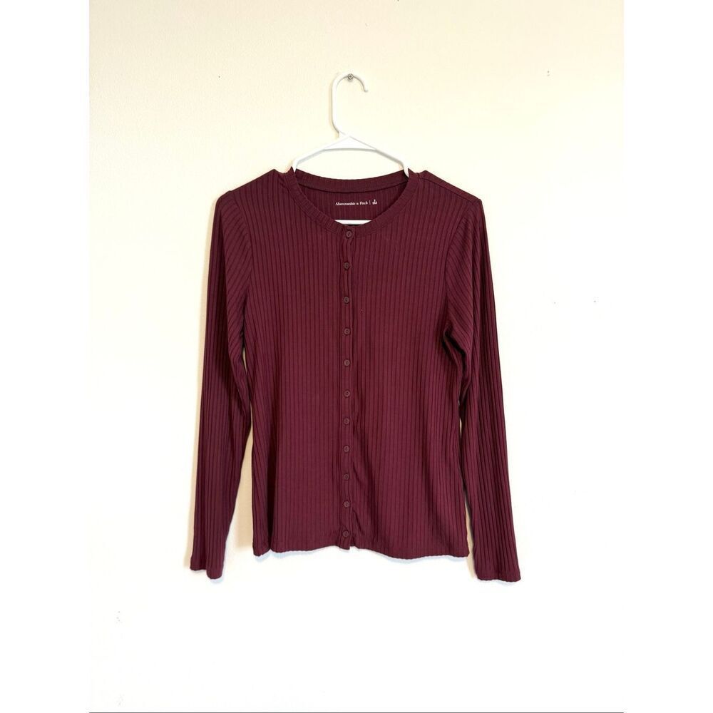 Abercrombie and Fitch Long Sleeve Button Through Wide Rib Top